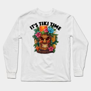 It's Tiki Time Design, with Black Lettering Long Sleeve T-Shirt